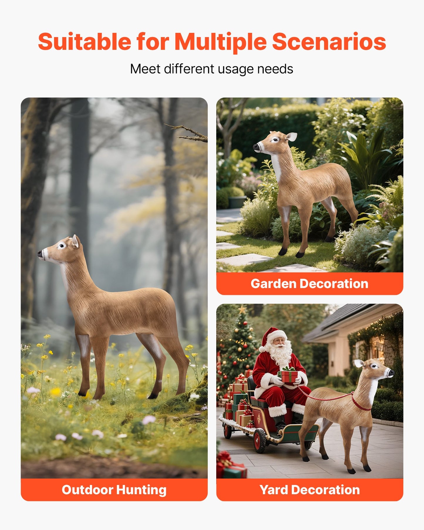 Hjortlockbete, utomhushjortlockbete för jakt, realistiskt hållbart HDPE-jaktlockbete, vikbara ben för enkel transport och användning, för trädgårdsdekoration, 1-pack