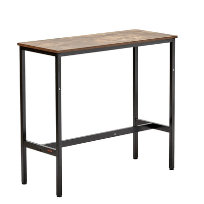 Bar Table, Sturdy Metal Frame High Top Pub Table, Narrow Long Kitchen Dining, Cocktail Counter Bar Height Desk, Easy to Assemble,39x16x35.5 in, for Living Room Party, Rustic Brown and Black