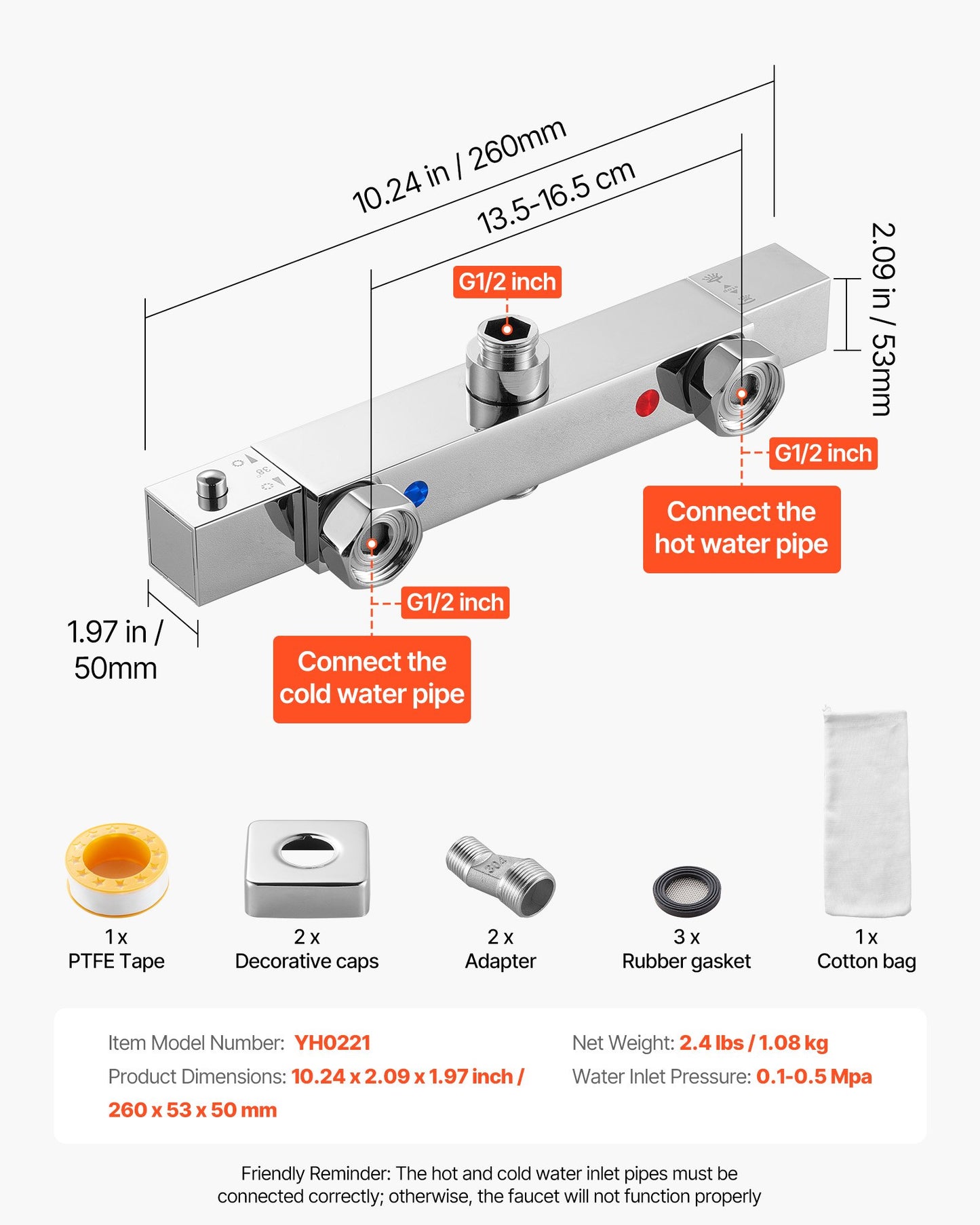 Thermostatic Shower Faucet Valve, 38℃ Secure Lock Thermostatic Shower Faucet Valve, Hot Cold Water Showering Faucets Temperature Control Valves for Bathroom, RV, Hotel, Two Holes & Chrome Silver