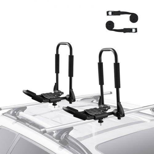 Kayak Roof Rack 1 Pair J-Bar, Soft Roof Rack Quick Folding, Top Mount Tie Down, Carrier for kayak, Surf Board, Canoe, SUP, Ski Board, Mount on Car, SUV, Truck, 1 Kayak