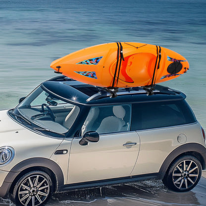 Kayak Roof Rack 1 Pair J-Bar, Soft Roof Rack Quick Folding, Top Mount Tie Down, Carrier for kayak, Surf Board, Canoe, SUP, Ski Board, Mount on Car, SUV, Truck, 1 Kayak