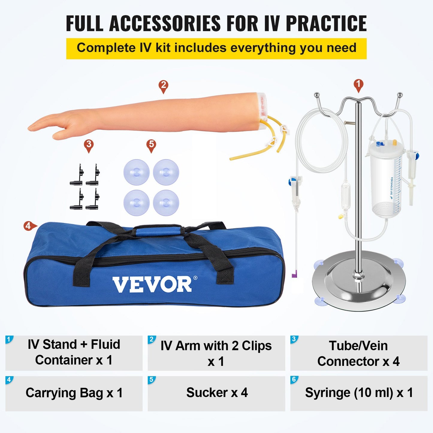 Phlebotomy Practice Kit, IV Venipuncture Intravenous Training, High Simulation IV Practice Arm Kit with Carrying Bag, Practice and Perfect IV Skills, for Students Nurses and Professionals
