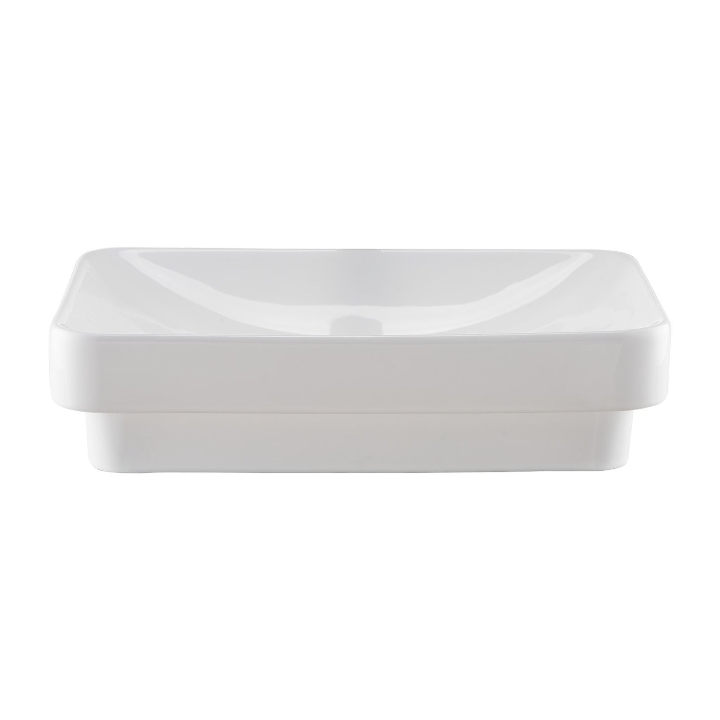Semi Recessed Bathroom Sink, 490 x 305 mm Rectangular White Ceramic Vessel Sink with 45 mm Drain Hole, Drop in Modern Lavatory Vanity Bath Wash Bowl Basin, Rectangle for Bathroom Small Space