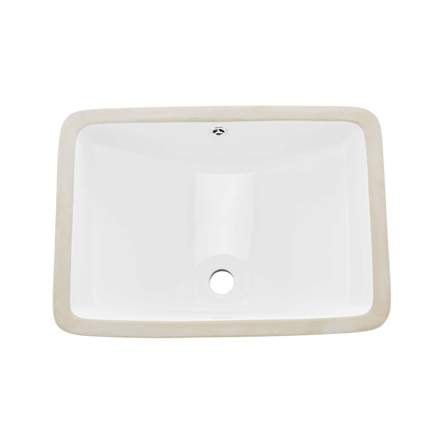 Undermount Bathroom Sink, 530 x 375 mm Rectangular White Ceramic Vessel Sink with Overflow Hole, Under Counter Drop in Modern Lavatory Vanity Bath Wash Bowl Basin, Rectangle for Small Space