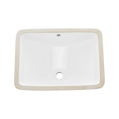 Undermount Bathroom Sink, 530 x 375 mm Rectangular White Ceramic Vessel Sink with Overflow Hole, Under Counter Drop in Modern Lavatory Vanity Bath Wash Bowl Basin, Rectangle for Small Space