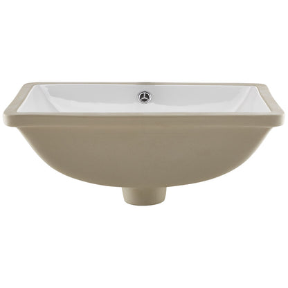 Undermount Bathroom Sink, 515 x 385 mm Rectangular White Ceramic Vessel Sink with Overflow Hole, Under Counter Drop in Modern Lavatory Vanity Bath Wash Bowl Basin, Rectangle for Small Space