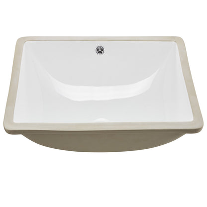 Undermount Bathroom Sink, 515 x 385 mm Rectangular White Ceramic Vessel Sink with Overflow Hole, Under Counter Drop in Modern Lavatory Vanity Bath Wash Bowl Basin, Rectangle for Small Space