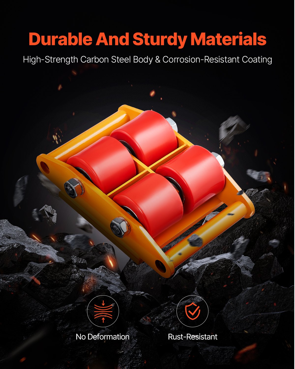 Machine Skate, 6T Machinery Skate Dolly, 13228 lbs Machinery Moving Skate, Machinery Mover Skate with 360° Rotation Cap and PU Directional Rollers, Heavy Duty Industrial Moving Equipment, Yellow