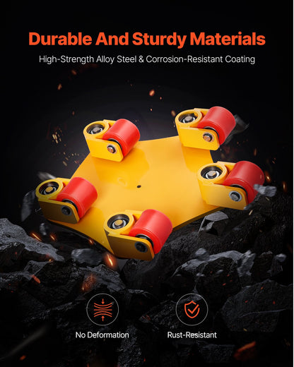 Machine Skate, 8800 lbs Machinery Moving Skate, Machinery Mover Skate with 360° Rotation Cap and PU Swivel Rollers, Heavy Duty Industrial Machinery Mover with Handle for Warehouse, Workshop