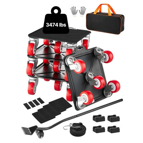 Furniture Dolly, Maximum Load 3474 lbs, Heavy Duty Furniture Movers with 5 360° Rotation Wheels, Carbon Steel Panel, Furniture Lift Slider Tool Set for Appliances, Sofa, Fridge, Washing Machine