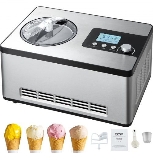 1.9 L Automatic Ice Cream Machine Electric Yogurt Gelato Make Silver