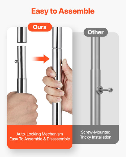 Clothes Rack, Rolling Clothing Garment Rack with 2 Hanging Rods and 2 Storage Shelves, 120 kg Load Capacity, Adjustable Height Carbon Steel Clothing Racks for Bedroom, Laundry, Living Room