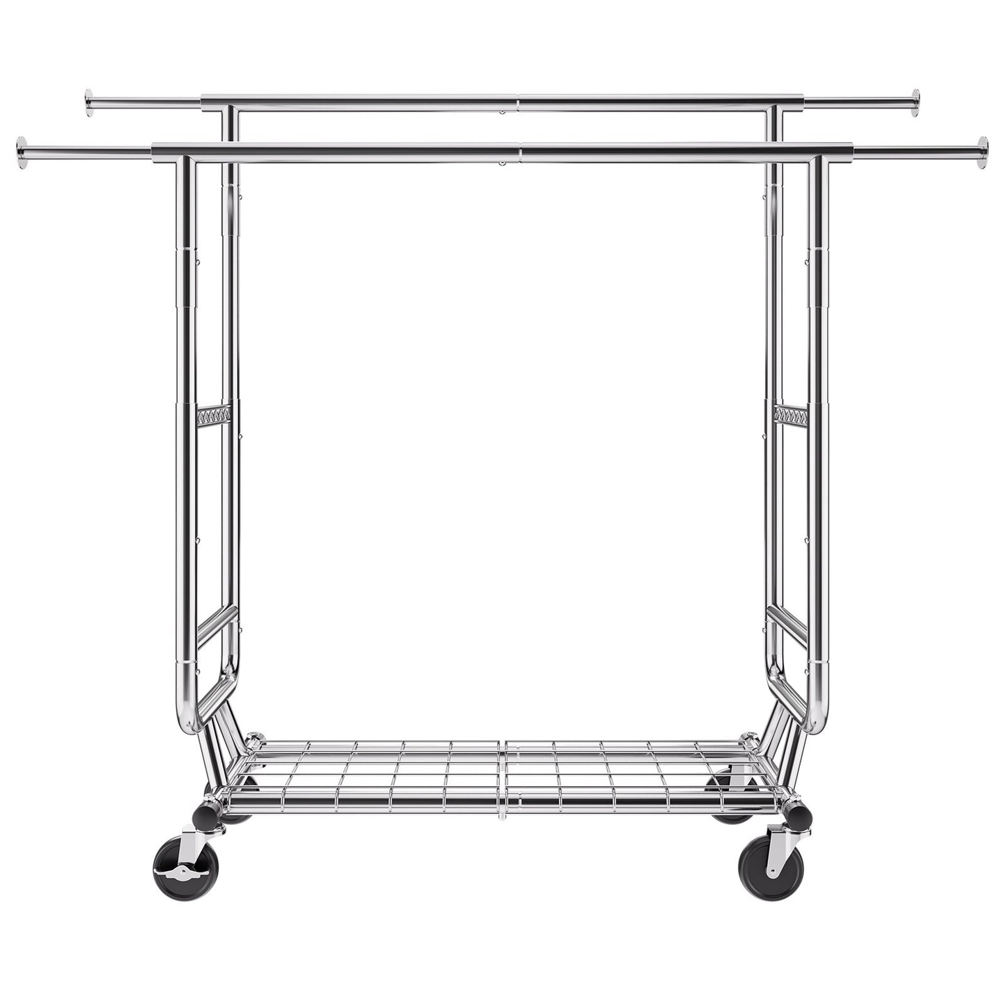 Kraftig klädställning, dubbel hängstång för kläder, justerbar höjd och utdragbar längd med klädställning i botten, 272,2 kg lastkapacitet