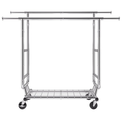 Kraftig klädställning, dubbel hängstång för kläder, justerbar höjd och utdragbar längd med klädställning i botten, 272,2 kg lastkapacitet