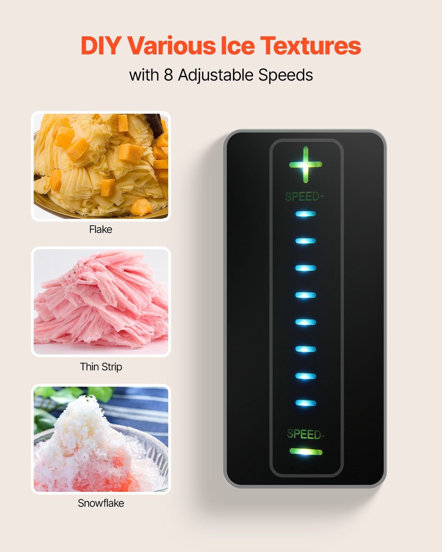 Snowflake Ice Machine, 20KG/24H Snowflake Ice Maker, Ice-Shaver Machine with Stainless Steel Blade, Electric Snow Cone Maker with 0.8L Tank, 60S Fast Pre-Cooling, for Home & Small Gatherings