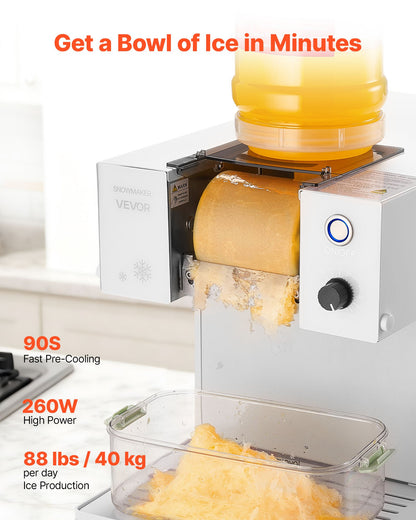 Snowflake Ice Machine, 40KG/24H Snowflake Ice Maker, Ice-Shaver Machine with Stainless Steel Blade, Electric Snow Cone Maker with 1.8L Tank, 90S Fast Pre-Cooling, for Home & Small Gatherings