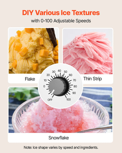 Snowflake Ice Machine, 60KG/24H Snowflake Ice Maker, Ice-Shaver Machine with Stainless Steel Blade, Electric Snow Cone Maker with 1.8L Tank, 90S Fast Pre-Cooling, for Home & Small Gatherings