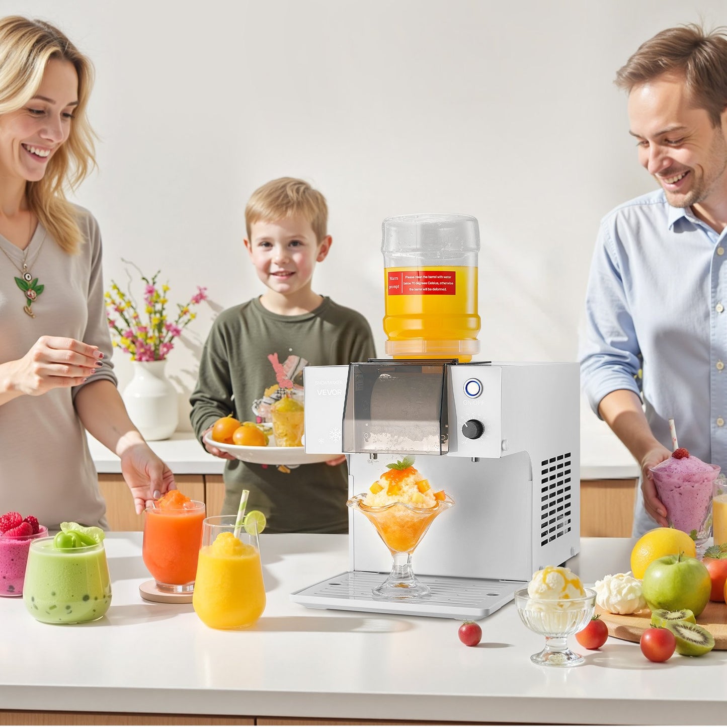 Snowflake Ice Machine, 60KG/24H Snowflake Ice Maker, Ice-Shaver Machine with Stainless Steel Blade, Electric Snow Cone Maker with 1.8L Tank, 90S Fast Pre-Cooling, for Home & Small Gatherings