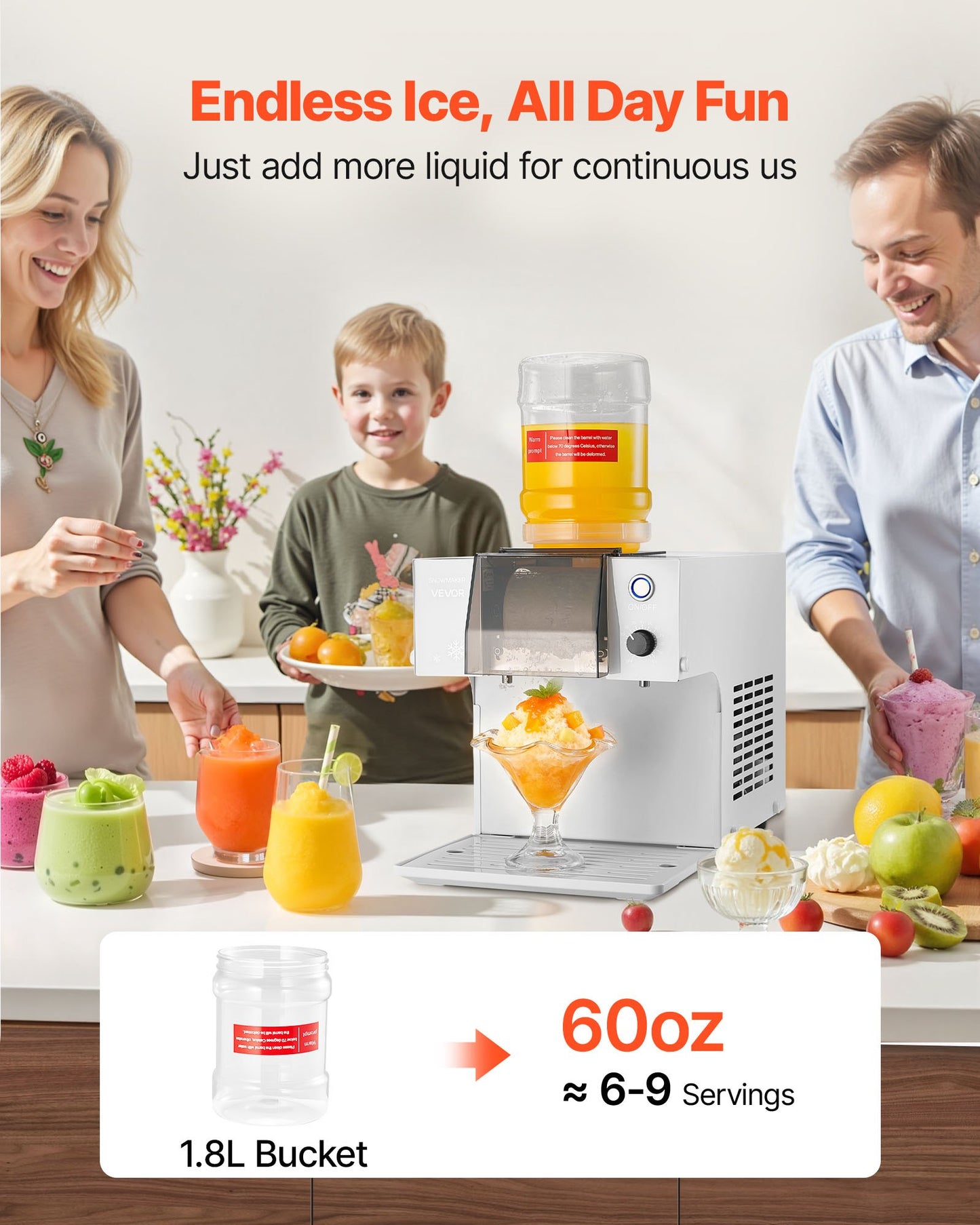 Snowflake Ice Machine, 80KG/24H Snowflake Ice Maker, Ice-Shaver Machine with Stainless Steel Blade, Electric Snow Cone Maker with 1.8L Tank, 90S Fast Pre-Cooling, for Home & Small Gatherings