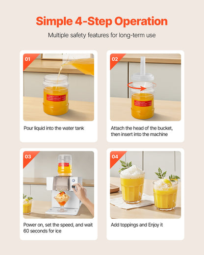 Snowflake Ice Machine, 80KG/24H Snowflake Ice Maker, Ice-Shaver Machine with Stainless Steel Blade, Electric Snow Cone Maker with 1.8L Tank, 90S Fast Pre-Cooling, for Home & Small Gatherings