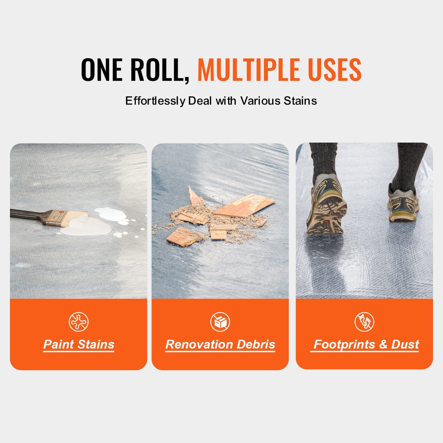 Carpet Protection Film, 24" x 100' Floor and Surface Shield with Self Adhesive Backing & Easy Installation, Polyethylene Adhesive Car Mat Protection Film Roll for Construction & Renovation