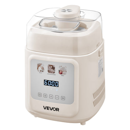 Upright Automatic Ice Cream Maker with Built-in Compressor, 1L No Pre-freezing Gelato Maker & Frozen Yogurt Machine, 4 Modes Electric Sorbet-Maker, Compressor Ice Cream Machine for Home