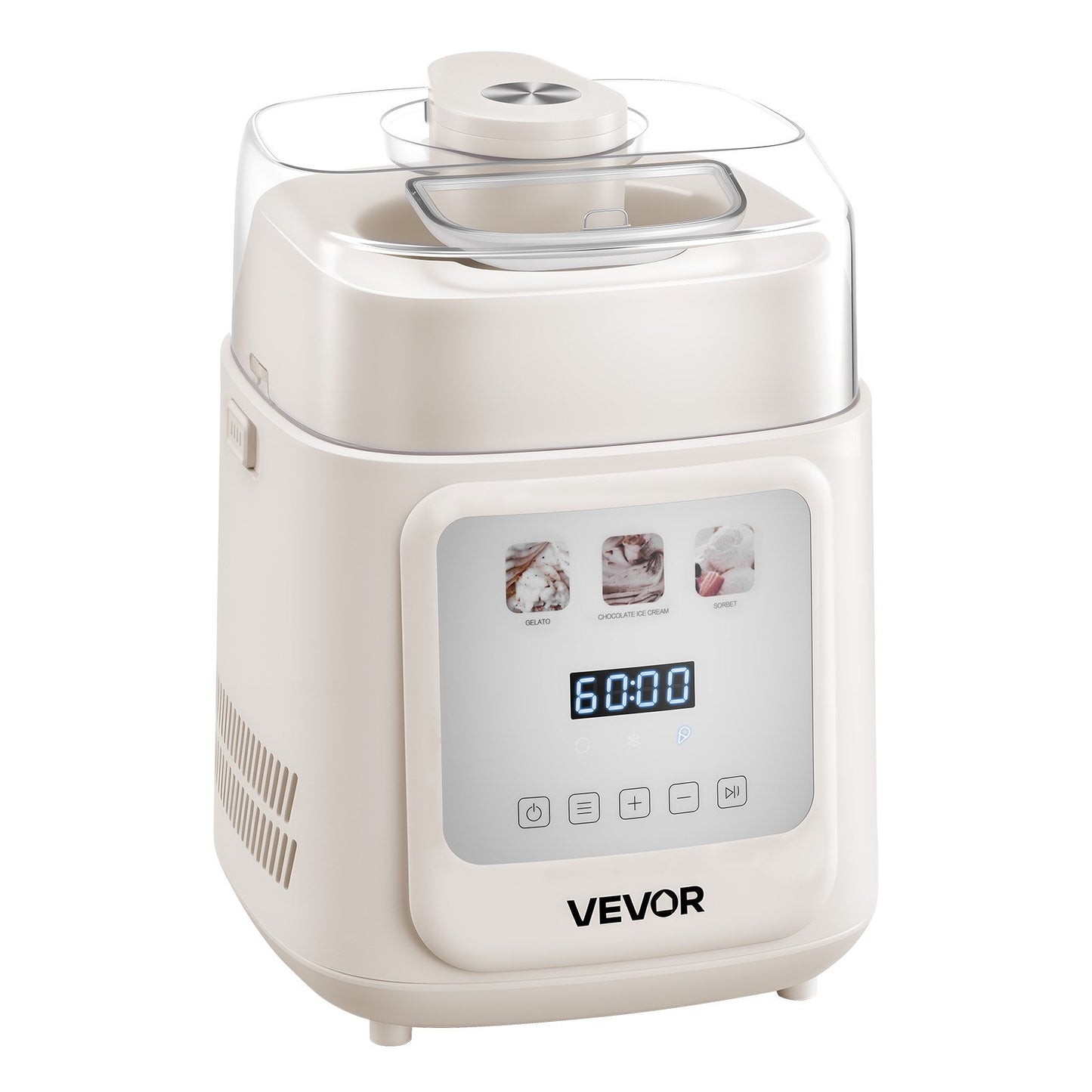 Upright Automatic Ice Cream Maker with Built-in Compressor, 1L No Pre-freezing Gelato Maker & Frozen Yogurt Machine, 4 Modes Electric Sorbet-Maker, Compressor Ice Cream Machine for Home