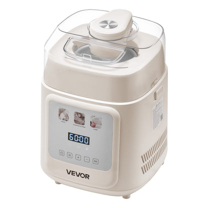 Upright Automatic Ice Cream Maker with Built-in Compressor, 1L No Pre-freezing Gelato Maker & Frozen Yogurt Machine, 4 Modes Electric Sorbet-Maker, Compressor Ice Cream Machine for Home