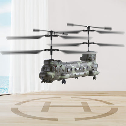 RC-helikopter, 2,4 GHz militär fjärrstyrd helikopter, 3,5-kanaligt RC-flygplan för barn, 20 minuters flygtid, start/landning med en knapp och LED-lampor, flygande flygplansleksaker för barn från 8 år