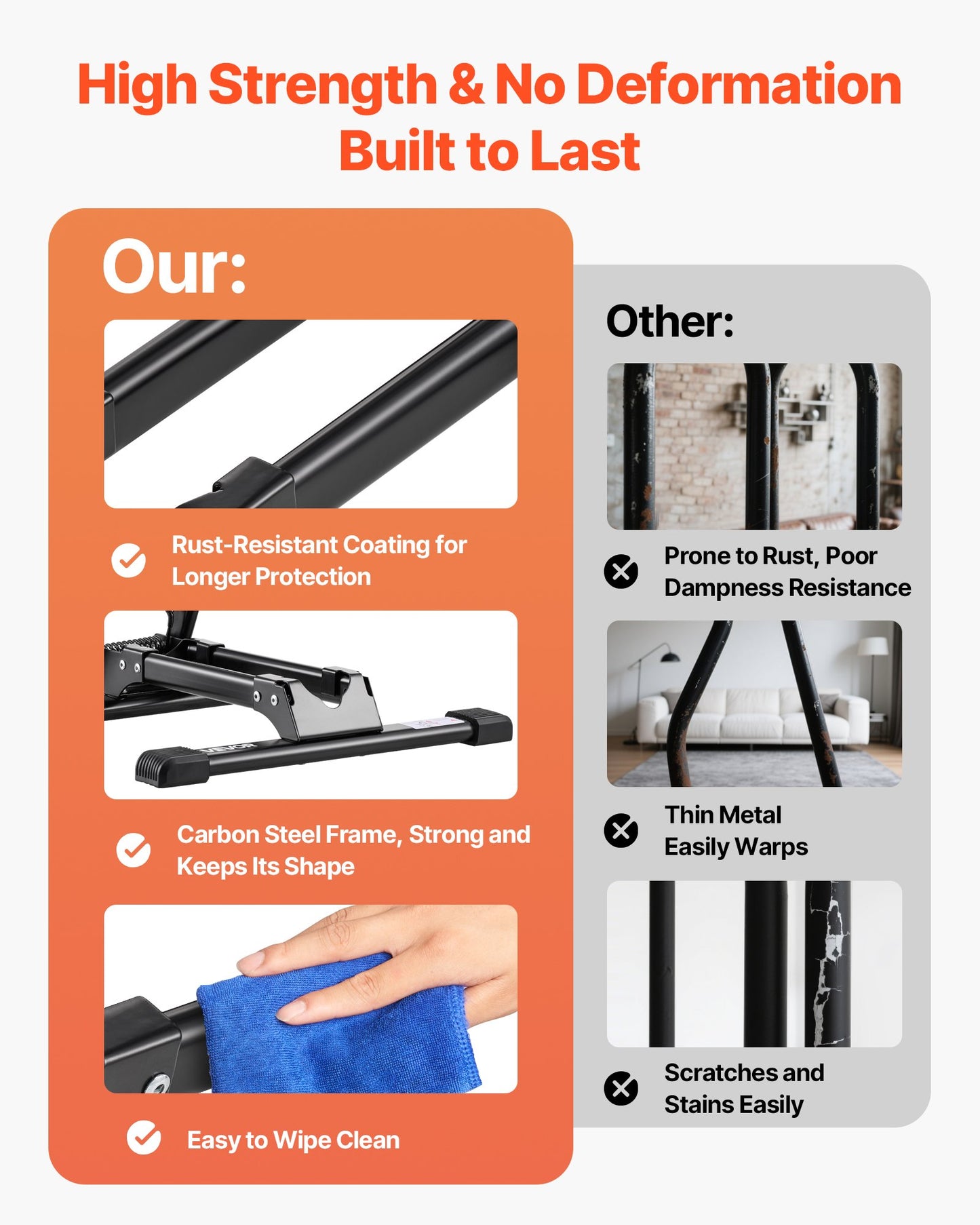 Bike Racks 2 Pack, Fits 508 to 736.6 mm Mountain & Road Bikes, Alloy Steel Rust-Resistant Bike Floor Stand Rack, Foldable Bicycle Stand for Entryway, Garage, Home Bikes Parking & Storage, Black