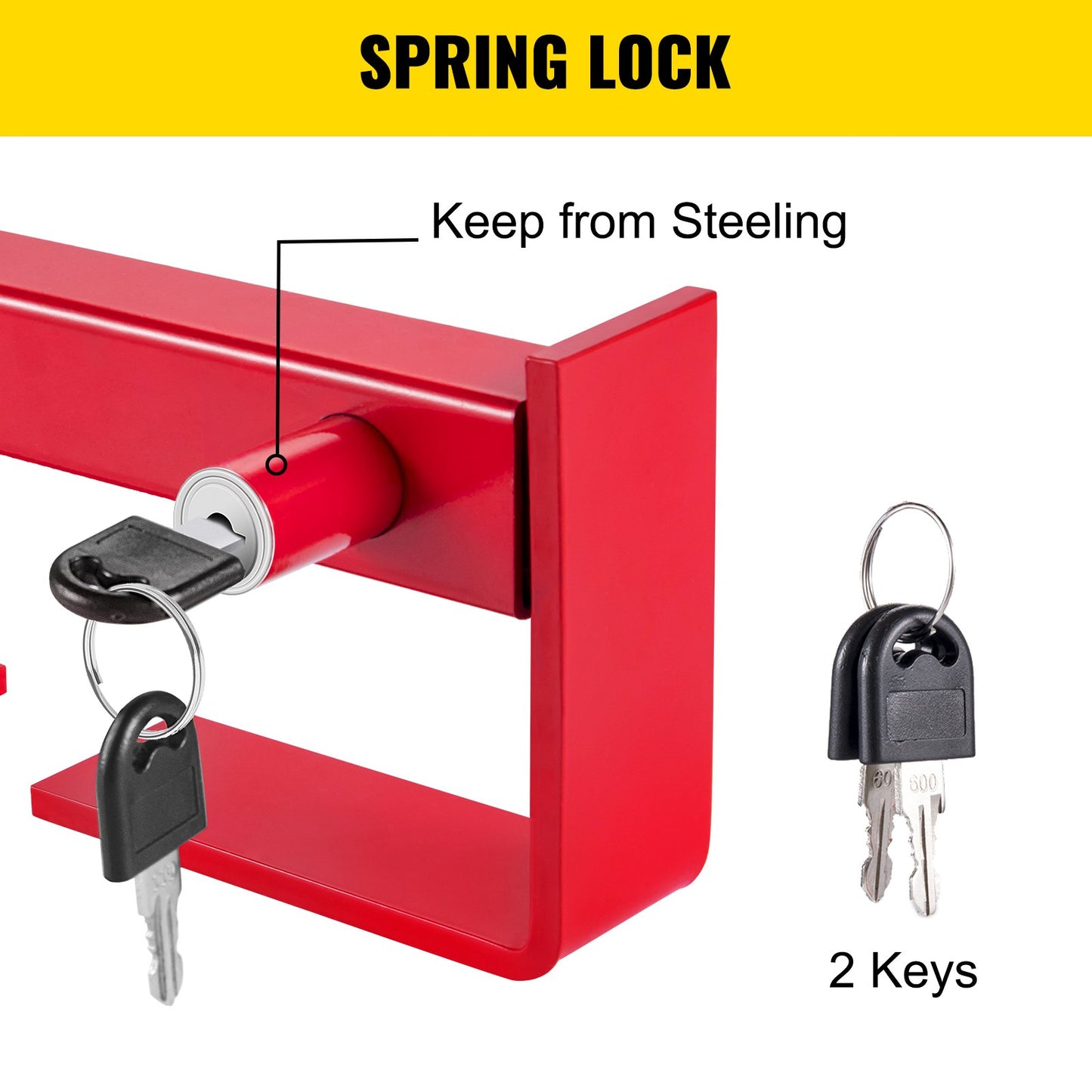 Cargo Container Lock 9.84"-17.32" Locking Distance Semi Truck Door Locks with 2 Keys Shipping Container Accessories Red Powder-coated with Spring Lock for Fixed Container and Semi Trailer Box