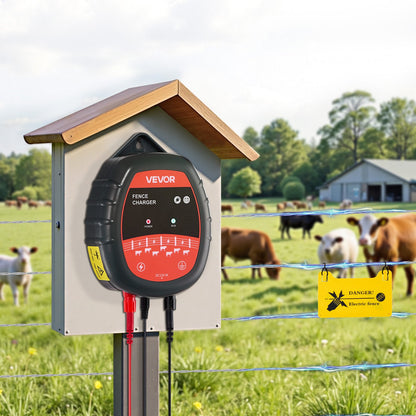 Electric Fence Charger, 10kV 1J, AC DC Electric Fence Energizer with LED Indicator, 3km Range, Powerful Plug-in Fences Charger, Prevents Wild Animals Intrusion for Livestock Poultry