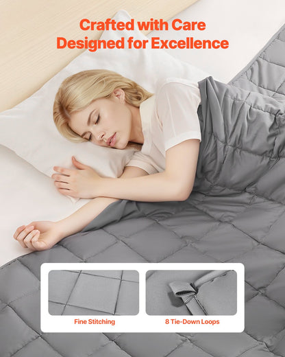 Tyngdtäcke, 11,5 kg, 227 x 283 cm, king size, svalkande, andningsbar, tungt täcke med glaspärlor, användning året runt, lämplig för vuxna på 112-145 kg, lindring av ångest och stress, förbättrad sömn, grå