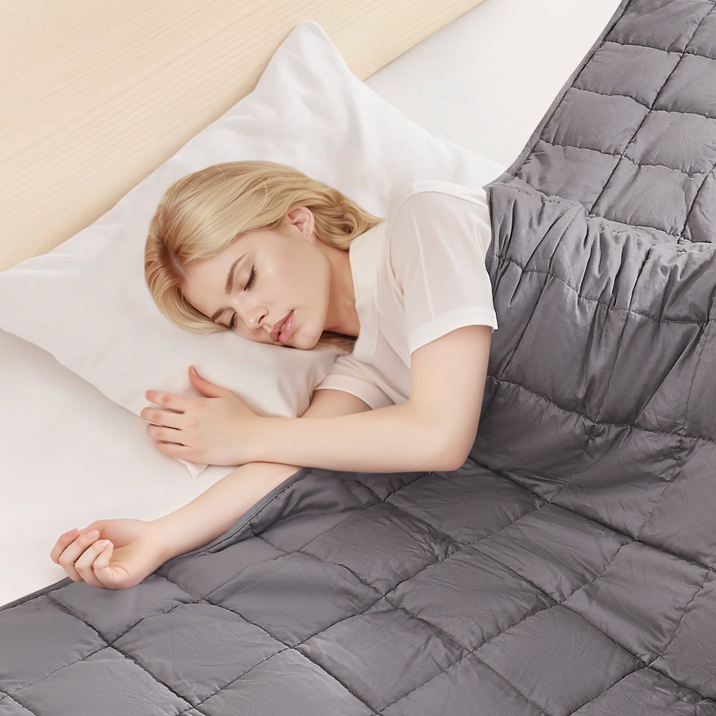 Weighted Blanket, 25 lbs, 80 x 87 in King Size, Soft 100% Cotton Heavy Blanket with Glass Beads, Breathable Material, Suitable for 250-310 lbs lbs Adults, Anxiety Stress Relief, Improve Sleep, Grey