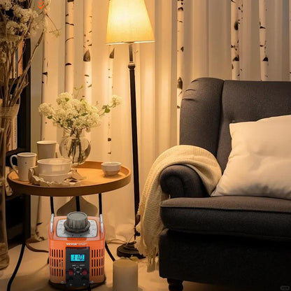 2000VA automatisk variabel spänningstransformator, 6,6 Amp, 230V ingång 0-300V utgång AC spänningsregulator, med LCD-display 4 extra säkringar termisk kontrollbrytare för hemmakontor, CE-certifierad