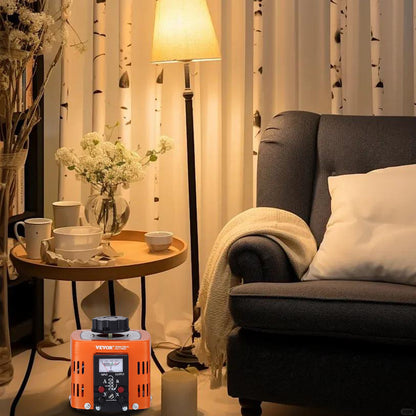 500VA automatisk variabel spänningstransformator, 1,7 Amp, 230V ingång 0-300V utgång AC spänningsregulator strömförsörjning, med 4 extra säkringar termisk kontrollbrytare för hemmakontor, CE-certifierad