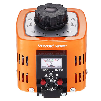 500VA automatisk variabel spänningstransformator, 1,7 Amp, 230V ingång 0-300V utgång AC spänningsregulator strömförsörjning, med 4 extra säkringar termisk kontrollbrytare för hemmakontor, CE-certifierad