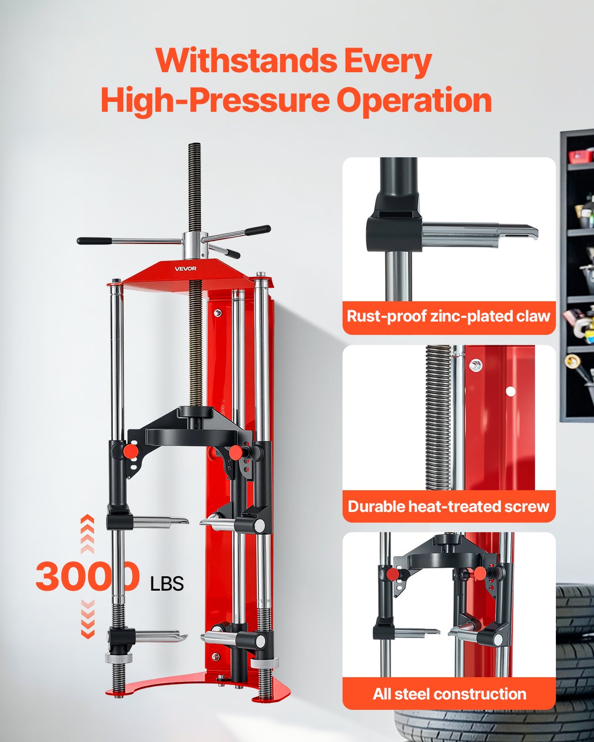 Strut Spring Compressor, 4-level Adjustment, Strut Compressor with Versatile Mounting Options & Multi-Purpose Hooks for Compressing Coil Springs up to 3,000 lbs, Fit for SUVs, Trucks, Pickups