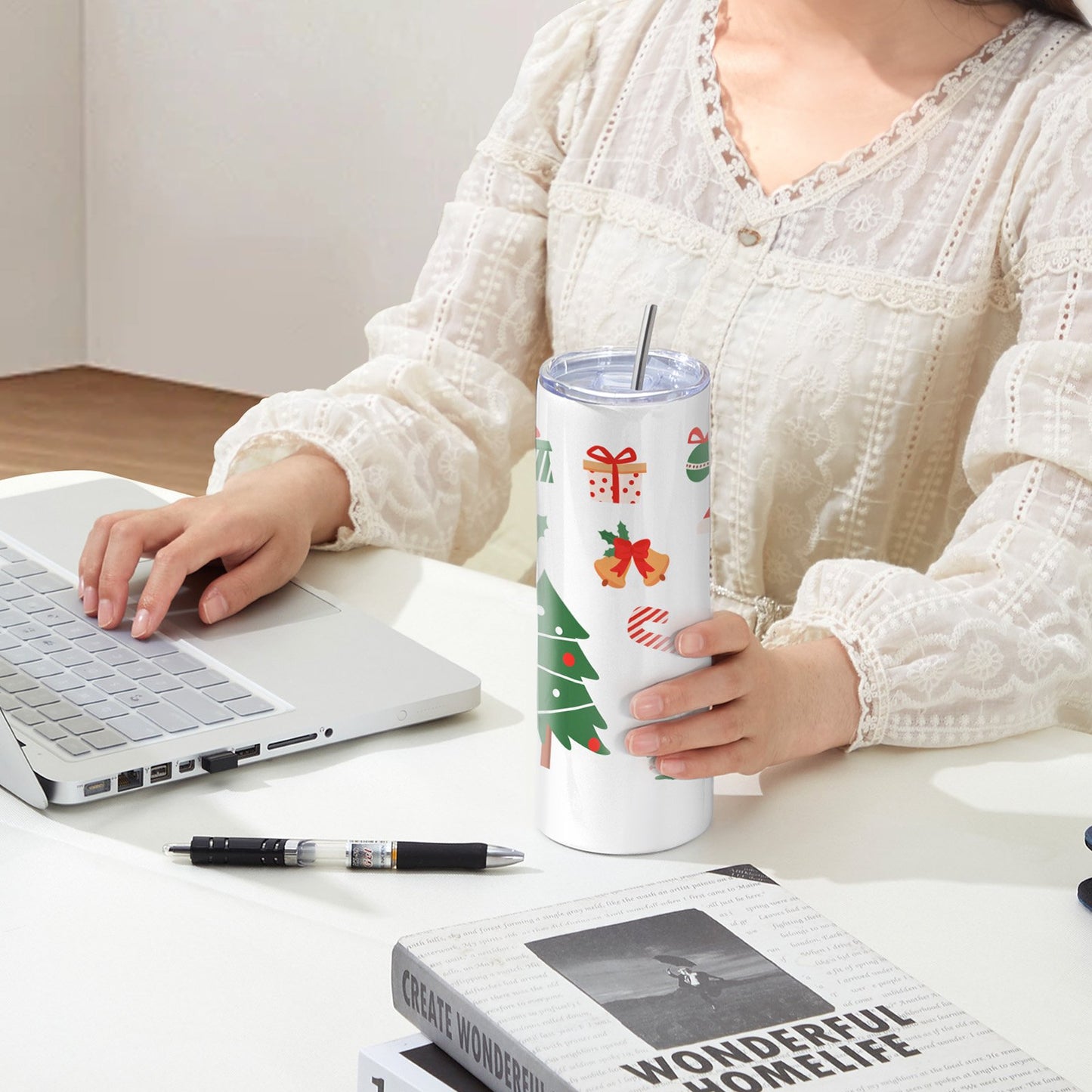 50 Pack Straight Sublimation Tumblers, 20 oz/567 g Blank Tumbler Bulk, Stainless Steel Double Wall Tumbler Cups with Straw, Lid, Brush, Base, Shrink Wrap, Gift Box, for Heat Press and Heat Transfer