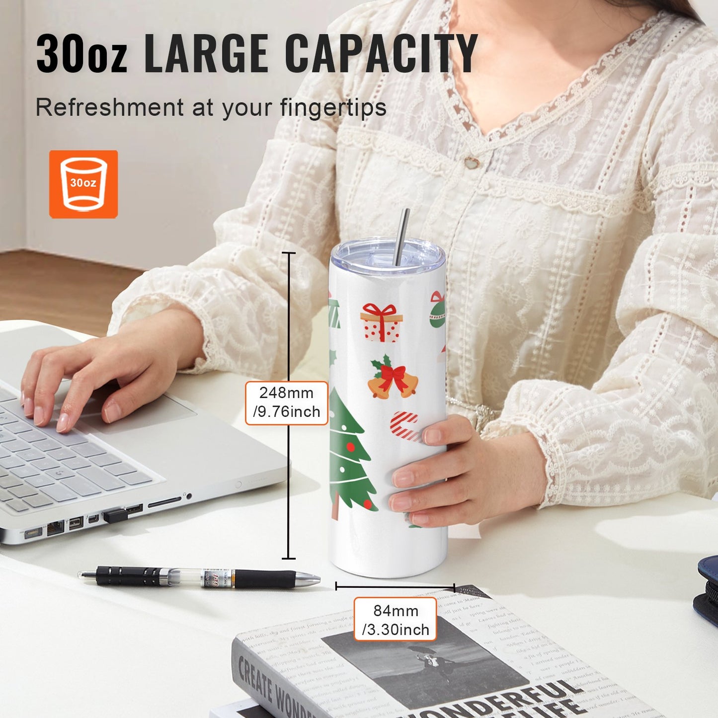 8-pack raka sublimeringsmuggar, 30 oz/850,5 g tomma muggar i bulk, dubbelväggiga muggar i rostfritt stål med sugrör, lock, borste, botten, krympplast, presentask, för värmepress och värmeöverföring