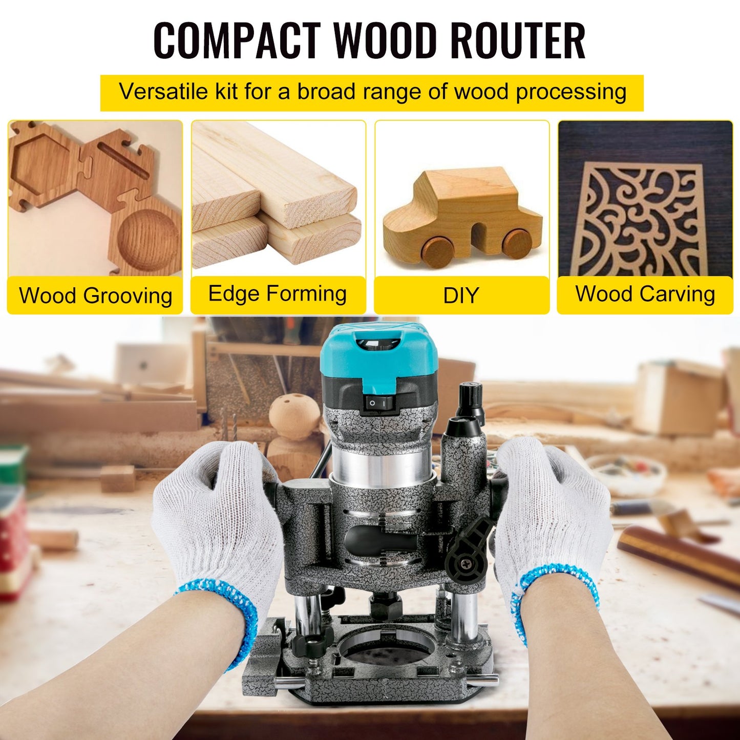 Router Tool, 710W Wood Router, Router for Woodworking with 3 Router Collets, Wood Router Tool with Fixed & Plunge & Tilt & Offset Base, Woodworking Router with Aluminum Shell & Variable Rotating