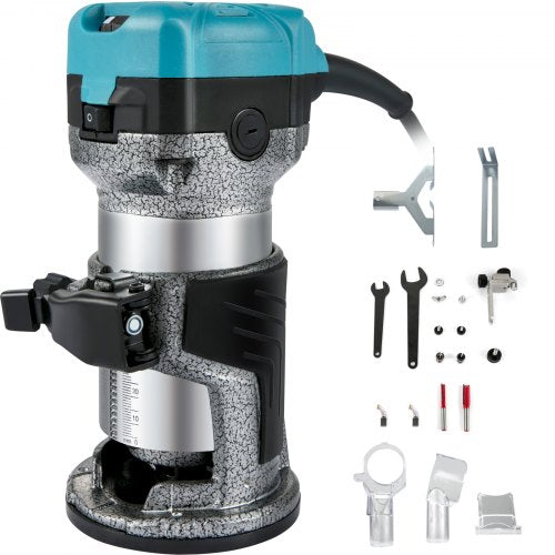 Router Tool, 710W Wood Router, Router for Woodworking with Three Router Collets, Wood Router Tool with Fixed Base, Woodworking Router with Aluminum Shell and 13000 - 33000 r/min Rotating Speed