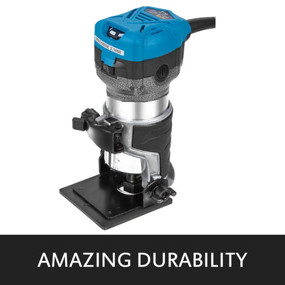 800W Max Torque Variable Speed 30,000RPM Compact Router with Collets 6.4 mm & 9.5 mm 1 x Plunge Base & 1 x Tilt Base 220V