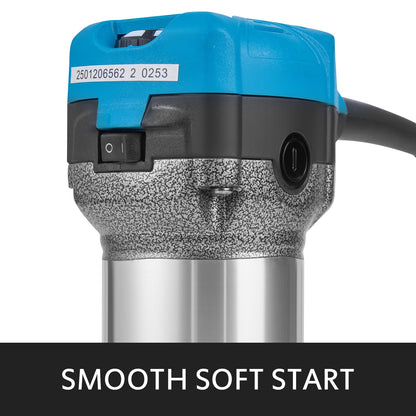 800W Max Torque Variable Speed 30,000RPM Compact Router with Collets 6.4 mm & 9.5 mm 1 x Plunge Base & 1 x Tilt Base 220V