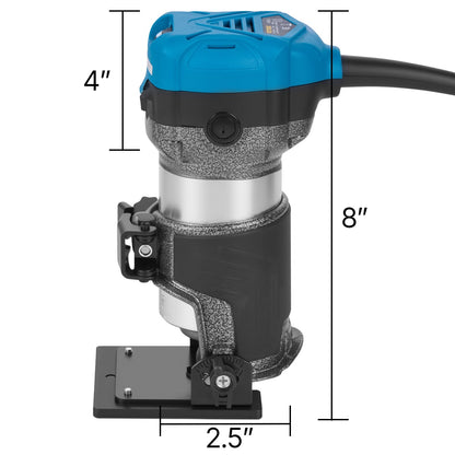 Wood Trimmer Wood Router Tool Kit Electric Hand Trimmer Wood Laminator Router Tool 710W Max Torque 30,000RPM Variable Speed Compact Router Kit with 4 Bases