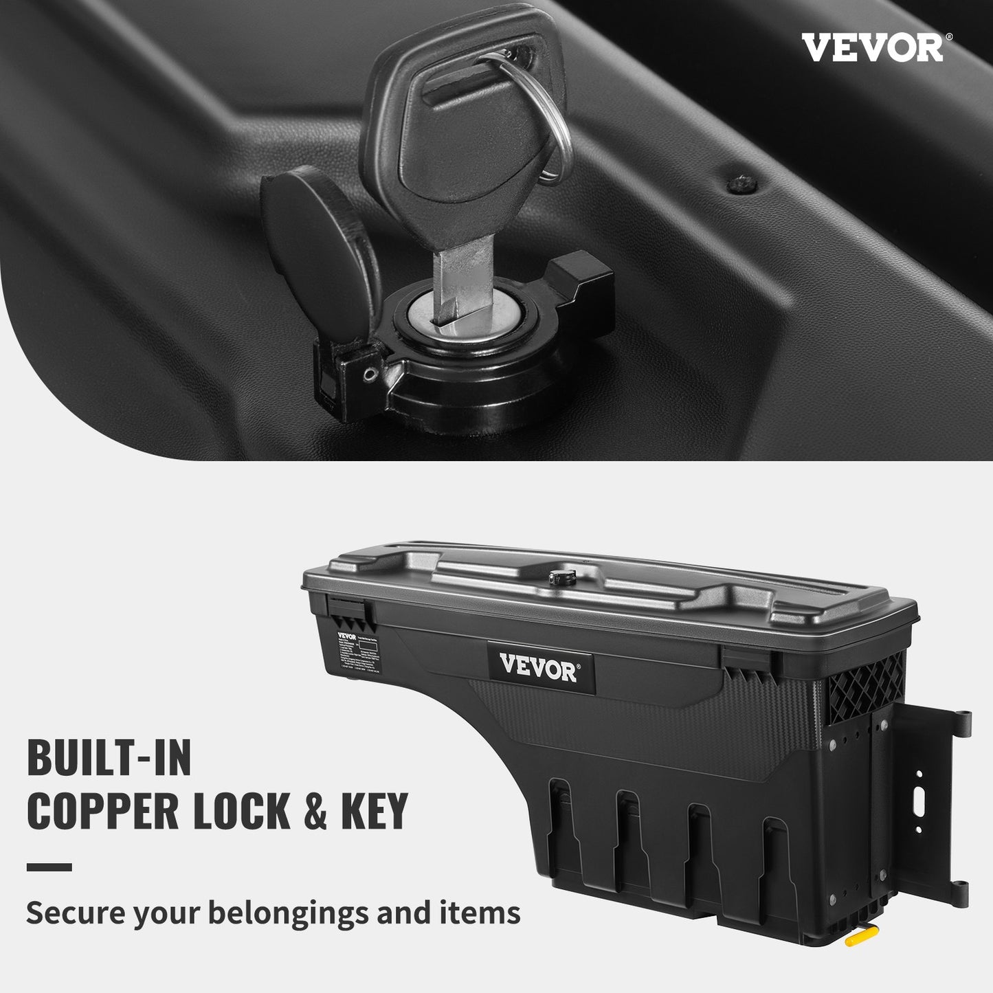 Förvaringslåda för lastbilsflak, låsbart lock, vattentät ABS-verktygslåda för hjulhus 20 l, kompatibel med Chevrolet Silverado 1500 GMC Sierra 1500 2019-2020, passagerarsida, svart