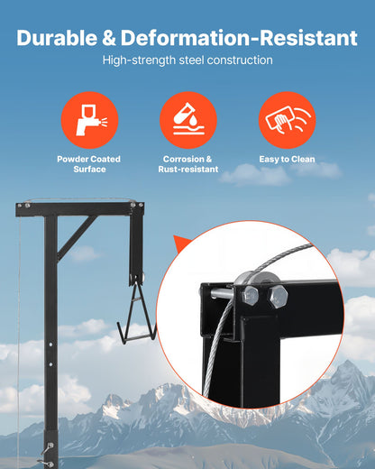 Dragkrok för jakthjort, lastkapacitet 136 kg, jakthjortlyft med 5 cm mottagare, 360 graders svängbar axel och justerbar höjd, inklusive gambrelvinsch för flåing och rengöring av vilt