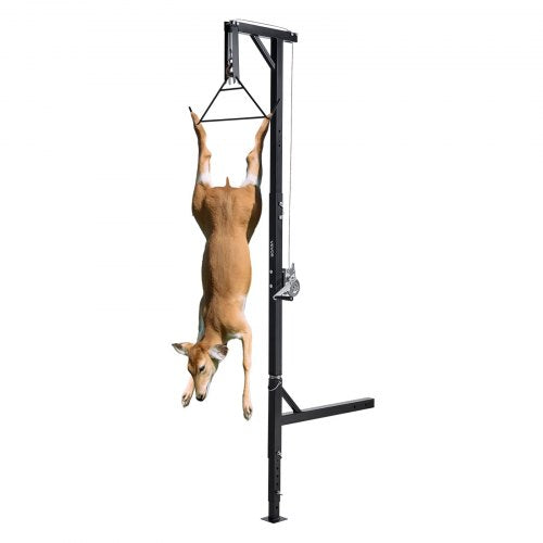 Dragkrok för jakthjort, lastkapacitet 180 kg, jakthjortlyft med 5 cm mottagare, 360 graders svängbar axel och justerbar höjd, inklusive gambrelvinsch för flåing och rengöring av vilt