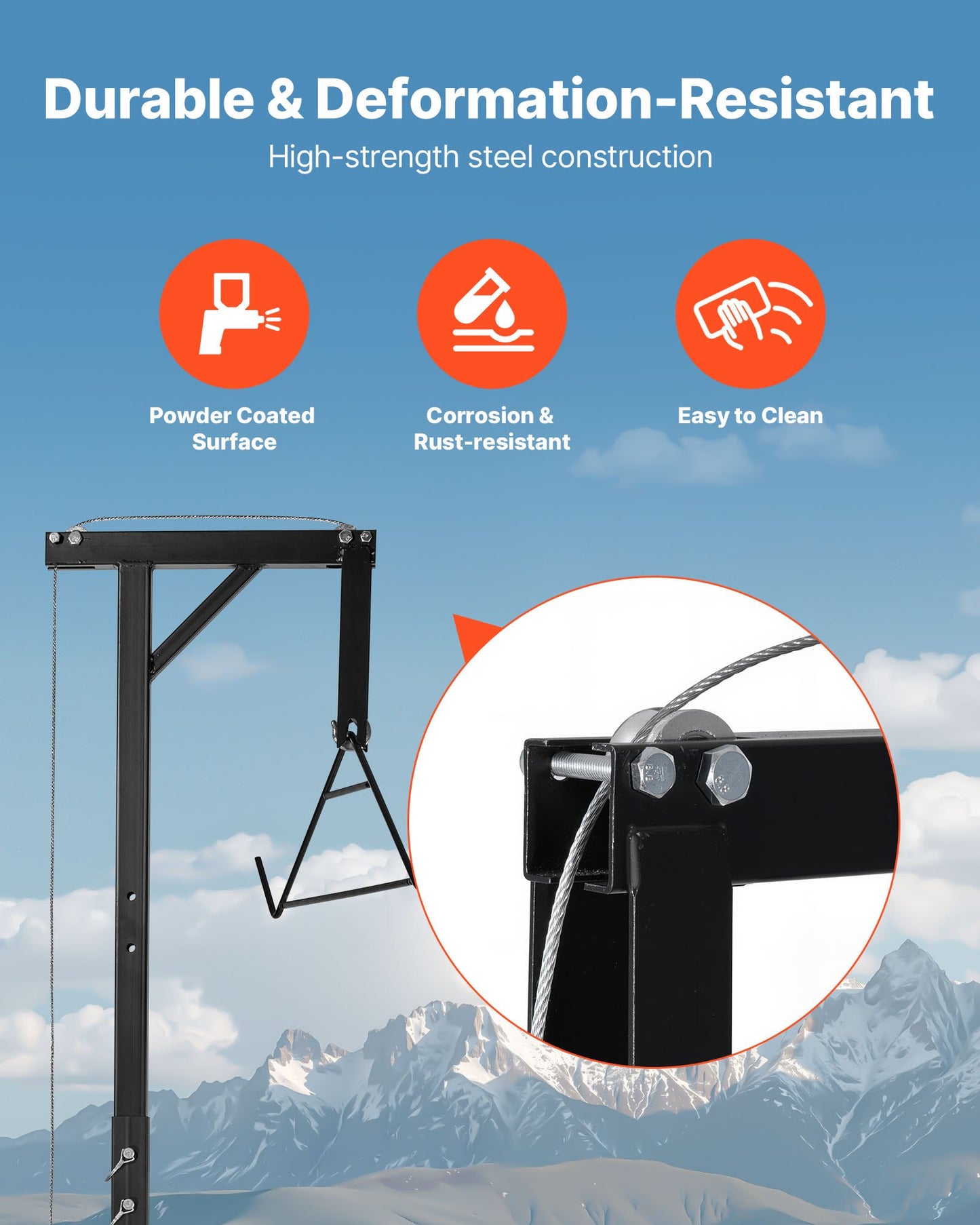 Dragkrok för jakthjort, lastkapacitet 227 kg, jakthjortlyft med 5 cm mottagare, 360 graders svängbar axel och justerbar höjd, inklusive gambrelvinsch för flåing och rengöring av vilt