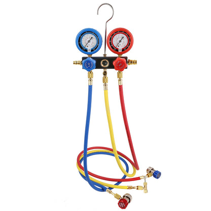 186W(1/4 HP) 267 L/min(4.5 CFM) AC Vacuum Pump and Gauge Set, Single Stage Rotary Vane HVAC Air Vacuum Pump A/C Refrigerant Kit Manifold Gauge Set, with Three-Color Hose Carry Bag, Applicable to R134a, R410a